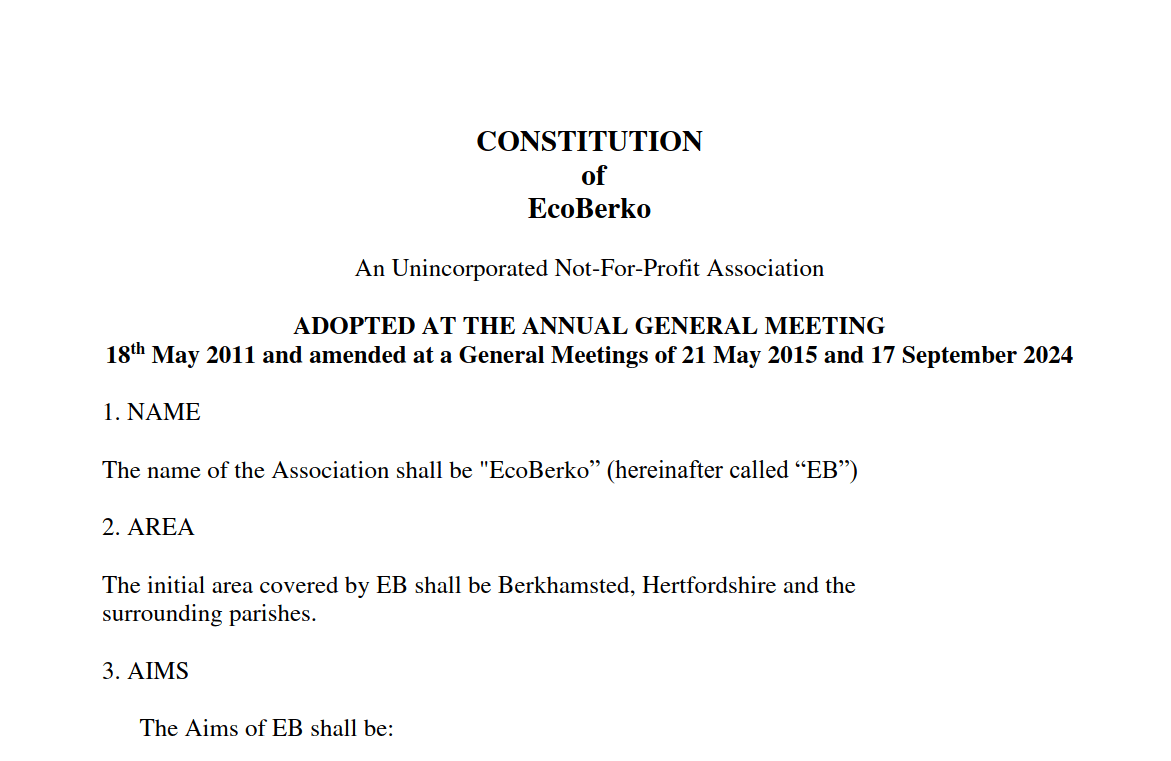 Example – UK based Unincorporated Not-for-profit Association