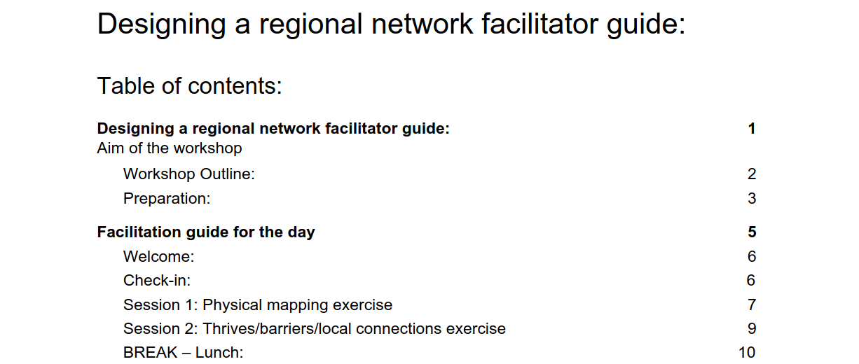 Regional network meeting facilitation guide